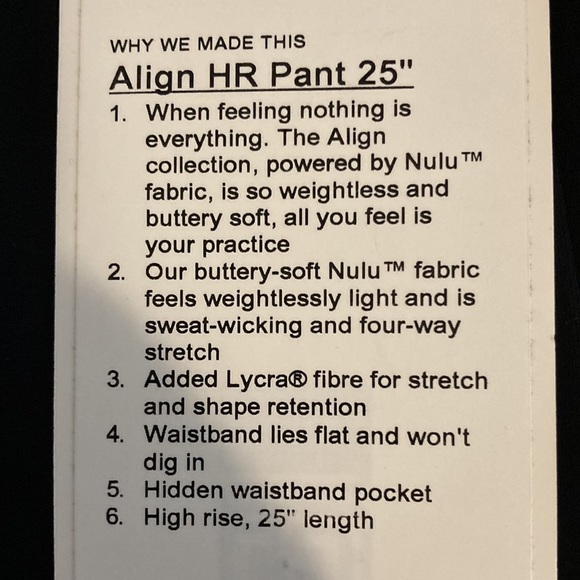 Lululemon Align H-R Pant 25" black BNWT - Picture 5 of 6